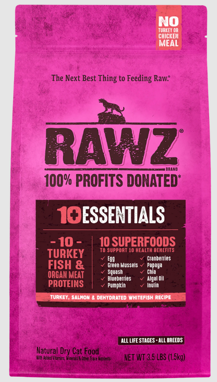 RAWZ 10 Essentials Turkey, Salmon & Dehydrated Whitefish Cat 3.5 lb.