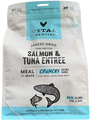 Vital Essentials Freeze-Dried Raw Salmon & Tuna Entree Cat Food Micro Nibs, 12 o