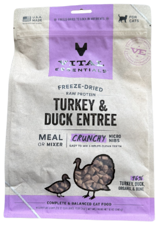 Vital Essentials Freeze-Dried Raw Turkey & Duck Entree Cat Food Micro Nibs, 12 o
