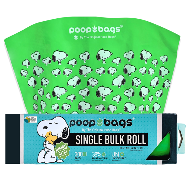 38% Plant based Jumbo XL Bulk Roll Poop Bags Snoopy Themed 300ct