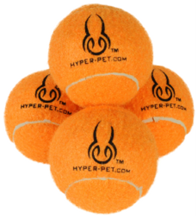 Hyper Pet 4 Pack Orange Tennis Balls Dog Toy