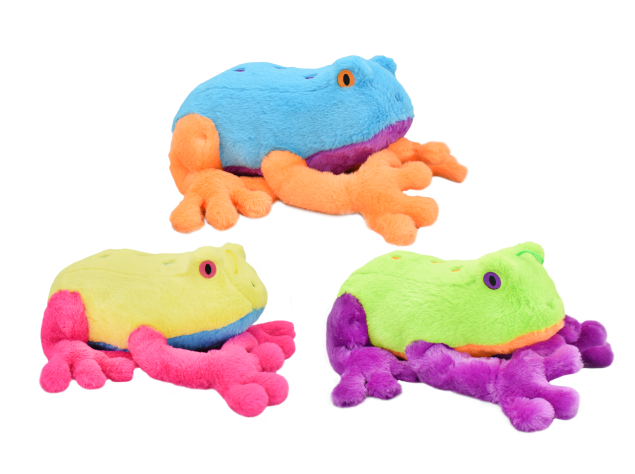 Multipet Assorted Colors Jumbo Frogs Dog Toy
