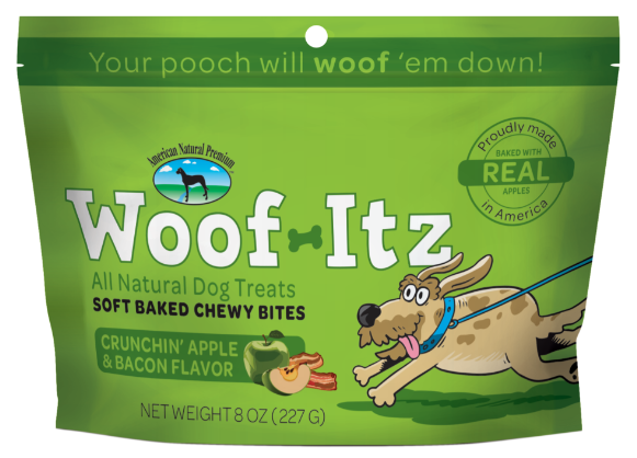 American Natural Premium Dog Treat Woof-Itz Crunchin' Apple & Bacon 8oz