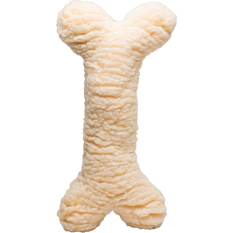 Hugglehounds HuggleFleece 2' Bone with Invincible Squeaker, Natural Dog Toy