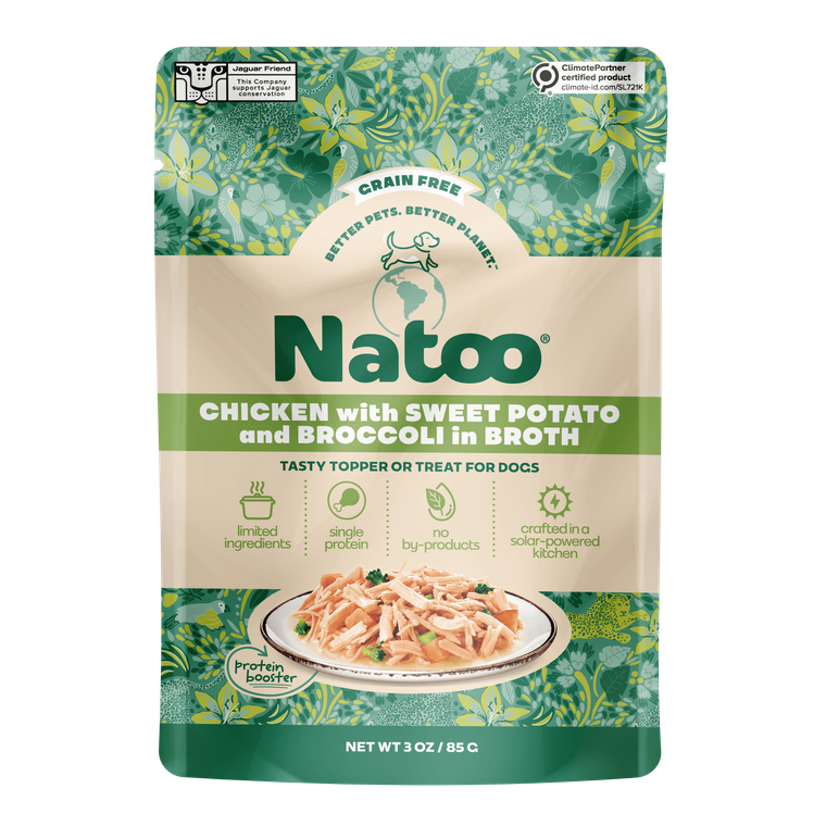 Natoo Petfoods Chicken Sweet Potato and Broccoli in Broth Pouch Topper Dog 3oz