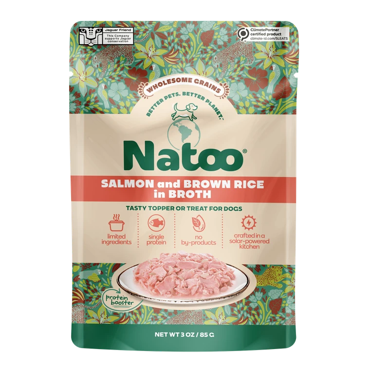 Natoo Petfoods Salmon and Brown Rice in Broth Pouch Topper Dog 3oz