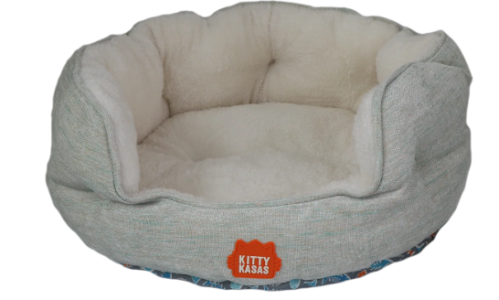 Kitty Kasa Bolster Bed Light Teal Grey 17"