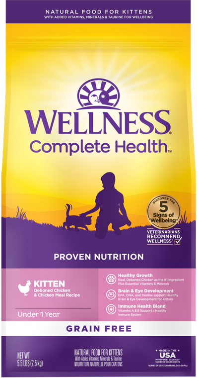 Wellness Complete Health GF Chicken Kitten Cat Food 5lb-8oz