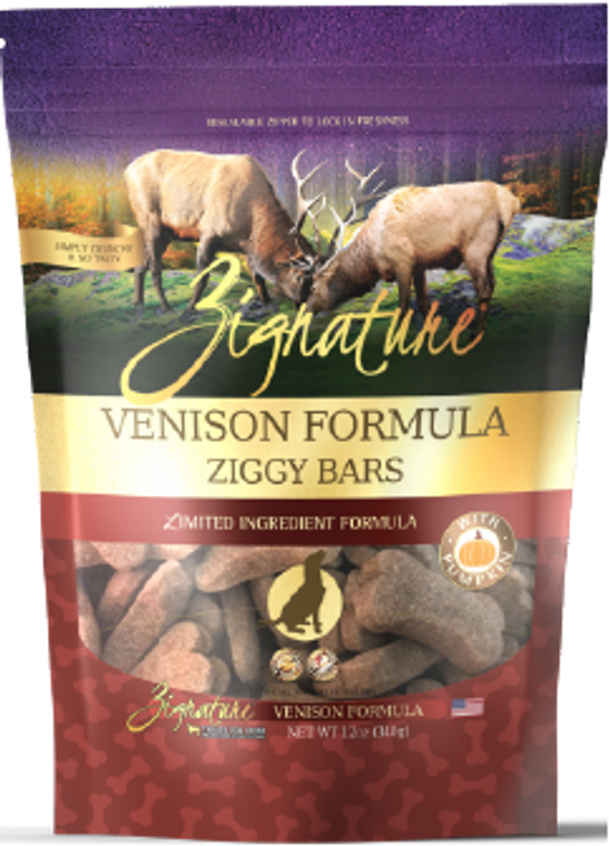 Zignature Ziggy Bars Treats Venison Dog Treat 12oz