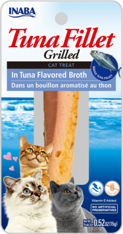 Inaba Grilled Fillets Tuna in Tuna Flavored Broth Cat Treat .52oz