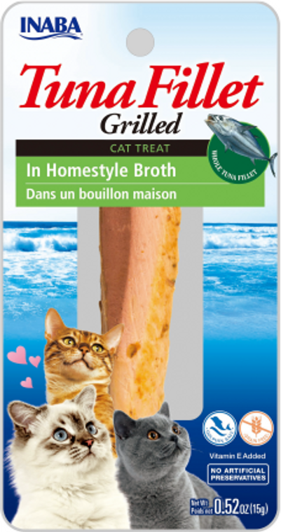 Inaba Grilled Fillets Tuna in Homestyle Broth Cat Treat .52oz