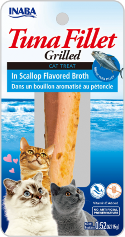 Inaba Grilled Fillets Tuna in Scallop Flavored Broth Cat Treat .52oz