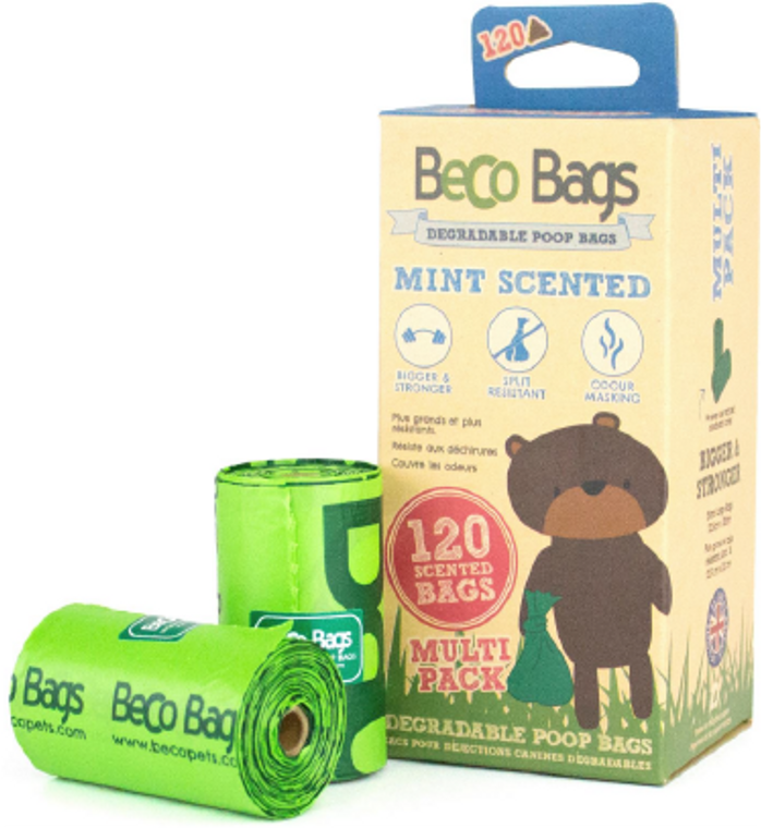 Beco Pet Mint Scented Bags (120ct)  8 Rolls 15ct Poop Bags