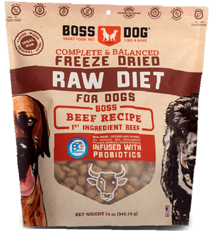 Boss Dog Beef Recipe Freeze Dried Complete Dog Food 12oz