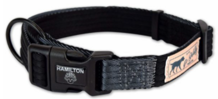 Hamilton Adjustable Dog Collar Canteen Black & Granit 5/8 12-18"
