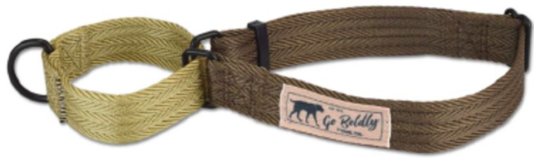 Hamilton Adjustable Dog Collar Woodland Brown & Gold 5/8 18-26"