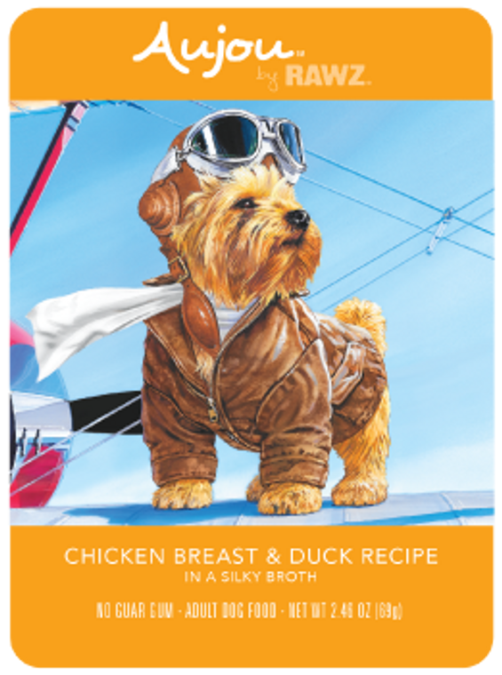 Rawz Aujou Chicken & Duck Pouch Dog Food 2.5oz