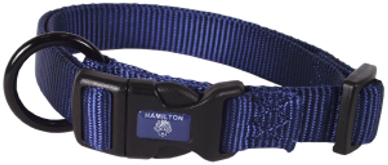 Hamilton Adjustable Dog Collar Navy 5/8" 12-18"