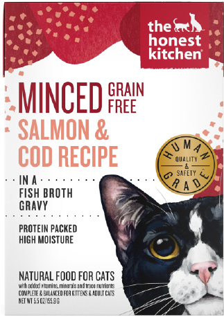 Honest Kitchen Cat Minced Salmon & Cod Recipe in Bone Broth Gravy 5.5oz