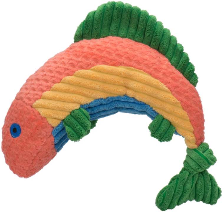 HuggleHound Knottie Raucous Rainbow Trout Small Dog Toy