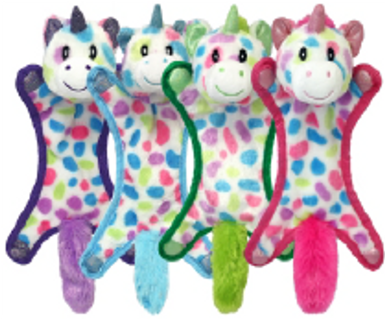 Multipet Pupuppy Ball Headed Unicorn Assorted Colors Dog Toy 10"