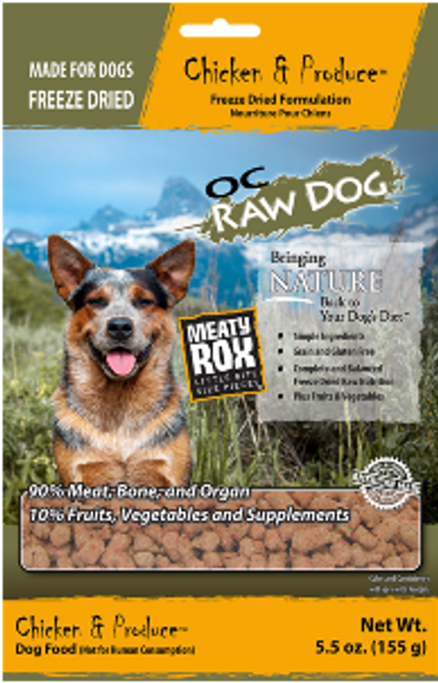 OC Raw Freeze Dried Chicken Meaty Rox Dog Food 5.5oz