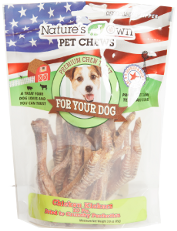 Nature's Own Chicken Kickerz (Feet) 10 pc. Bag  Dog Treat