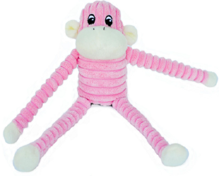 Zippy Paws Spencer Crinkle Monkey Pink Small