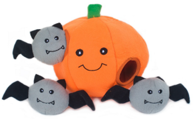 Zippy Paws Pumpkin Burrow Halloween Dog Toy