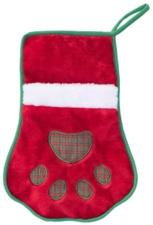 Zippy Paws Red Paw Stocking Holiday Dog Toy