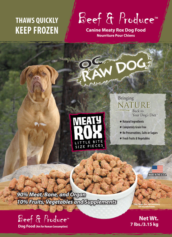 OC Raw Rox Beef Produce Dog Food 7lb