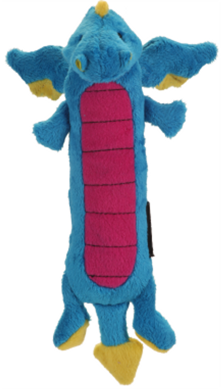 goDog Large Blue Skinny Dragon with Chew Guard Dog Toy