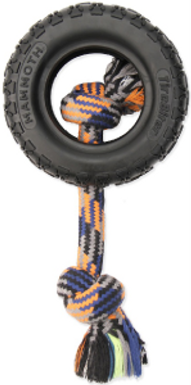 Mammoth Tirebiter II with Rope Dog Toy Large 6"