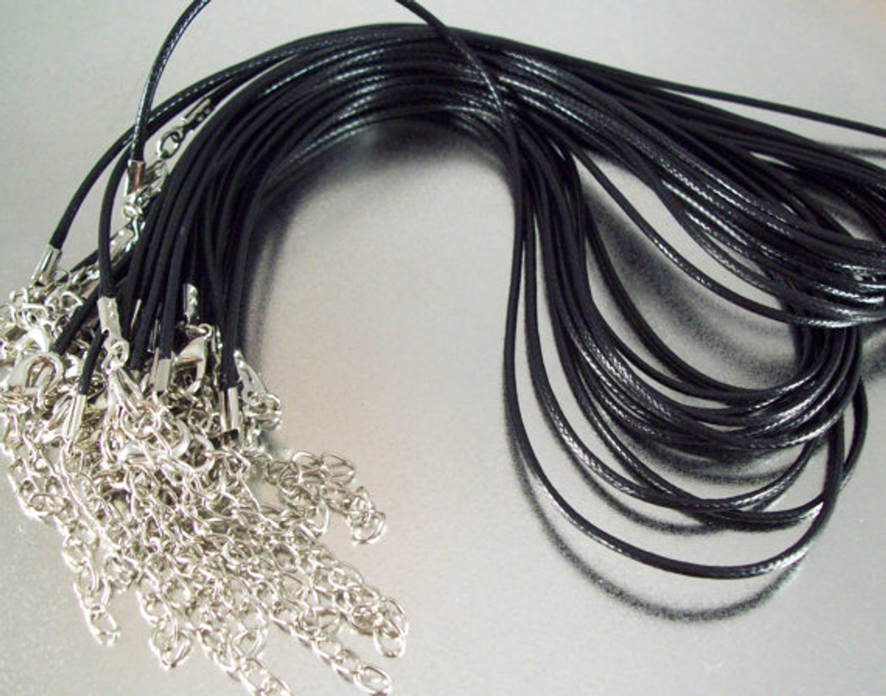 100 Black Cord Necklaces 17-19 inch 2mm