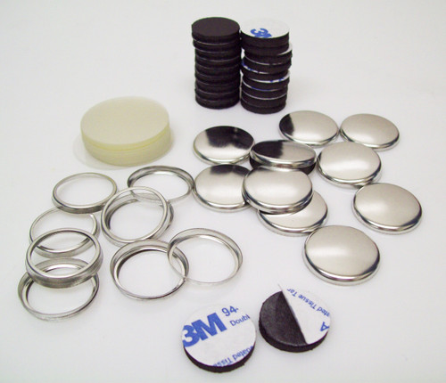 1" Collet Back Magnet Button Parts with Rubber Magnets w/ 3M Adhesive  - 1000