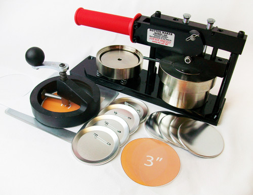 3" Standard Kit - Button Maker Machine, Fixed Rotary Circle Cutter and 250 Pin Back Button Parts
