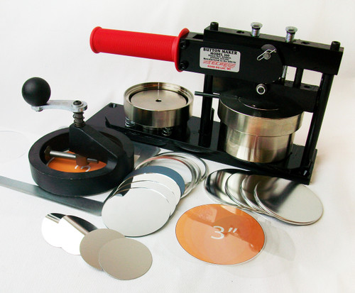 3" Standard Kit - PAPER Button Maker Machine, Fixed Rotary Circle Cutter and 200 Mirror Parts