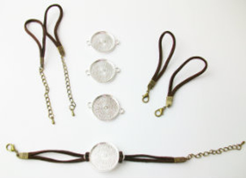 Bracelet Kits for 1" Buttons - 23 mm Bezel - Enough to make 50 Bracelets-BROWN