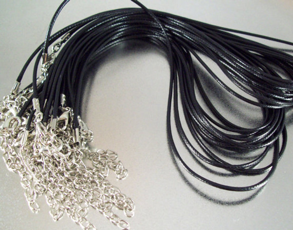 50 Black Cord Necklaces 17-19" inch 2mm