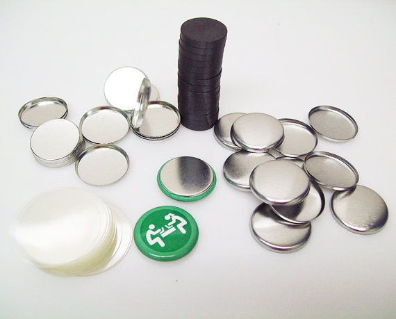 7/8" Complete Magnet Parts - METAL FLAT Back Button Parts with PF Magnets - 1000