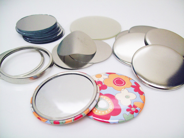 2.25" STD Tecre Mirror Button Parts 2-1/4 Inch - Makes 100 Pocket Cosmetic Mirrors-FREE SHIPPING