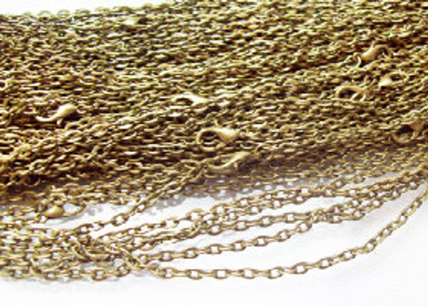 100 Antique Bronze Rolo Chain Necklaces 24"