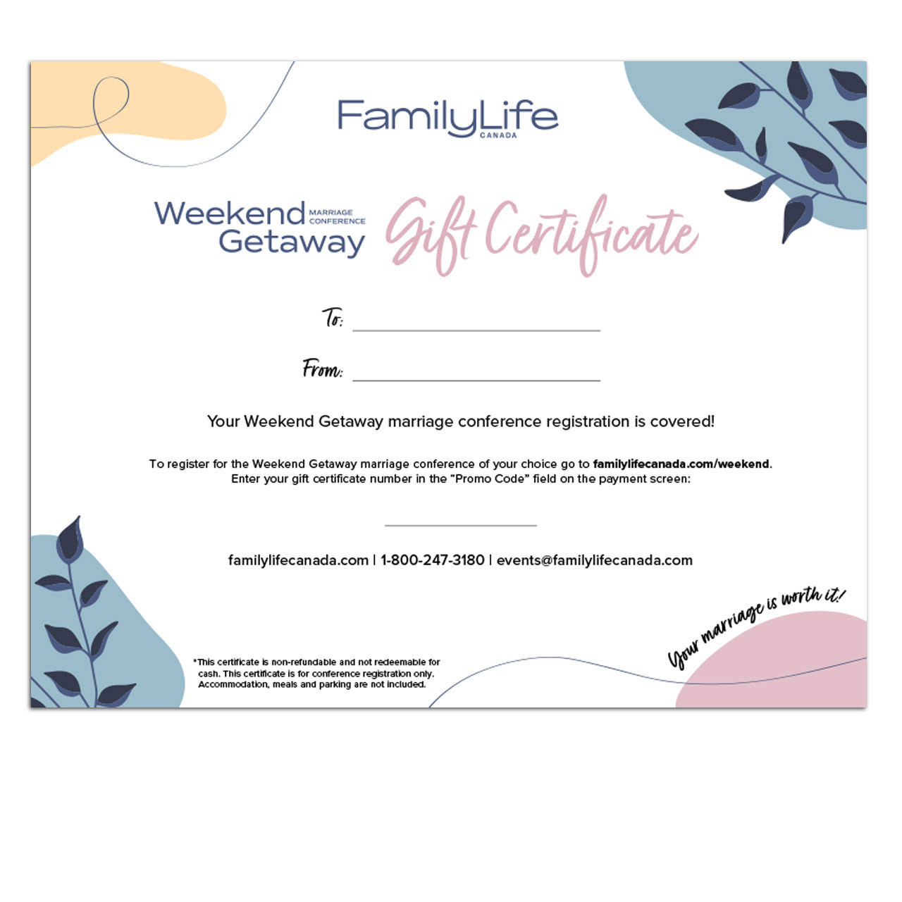 FamilyLife Canada Weekend Getaway Gift Certificate (PDF)