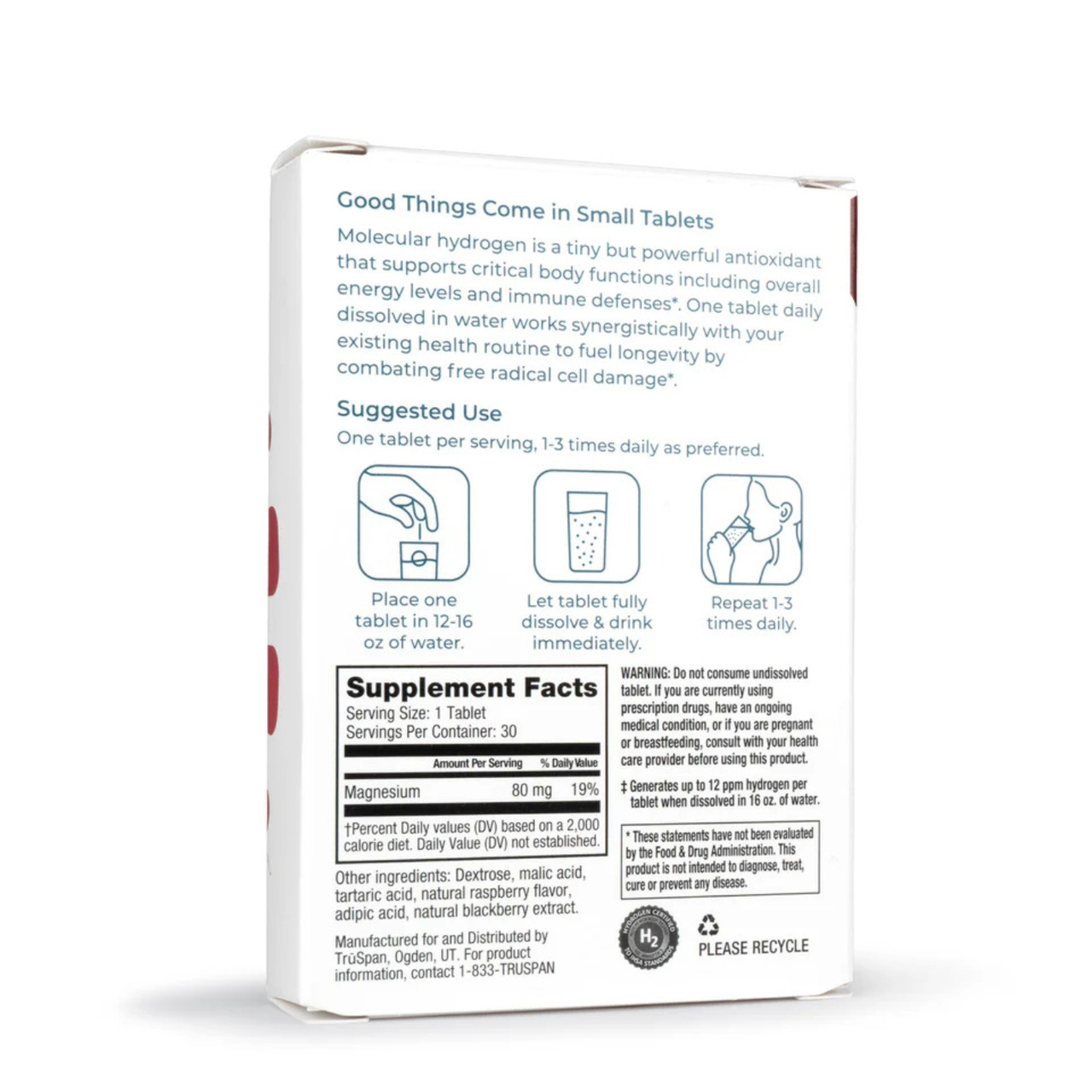 Trū H2 Molecular hydrogen - 30 Dissolving Tablets