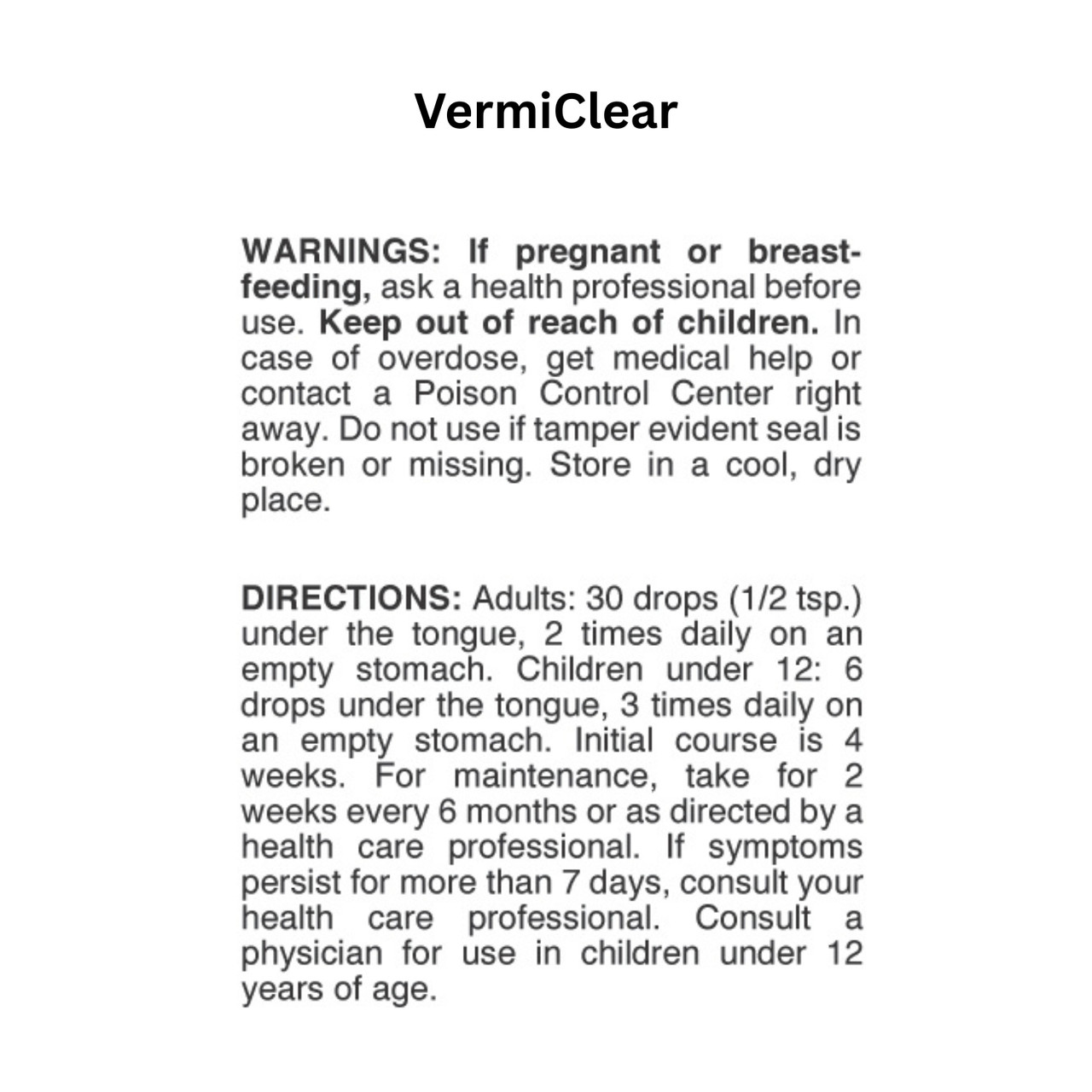 Vermiclear Homeopathic Remedy