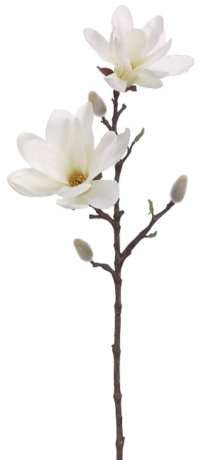 Faux Magnolia Branch White - 25 inch