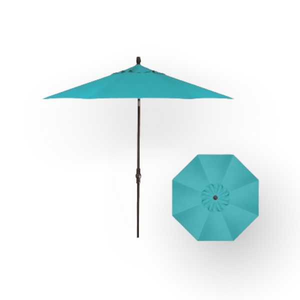 9' Starlux Twist Tilt Umbrella, Bronze Frame - Aqua