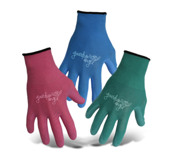 Boss®  Ladies' Guardian Angel Polyester Knit Single Dip Latex Palm Green/Blue/Fuscia Gloves  - Small