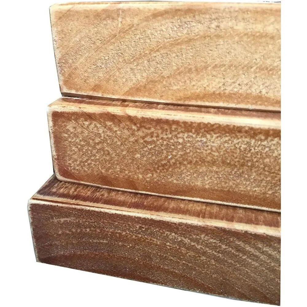Close-up of wood beam edge with finish