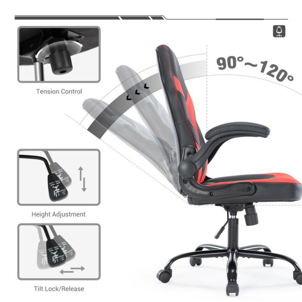 Chair reclining mechanism and tilt range illustration